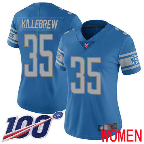 Detroit Lions Limited Blue Women Miles Killebrew Home Jersey NFL Football #35 100th Season Vapor Untouchable->women nfl jersey->Women Jersey